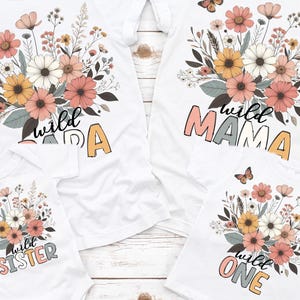 Family Matching Boho Wildflowers Shirts, Wild One bday Girl Birthday Party Family Birthday Custom Outfit Floral Birthday Wildflower Wild One