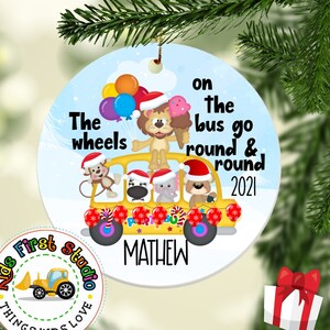 Wheels On The Bus Nursery Rhyme Ornament, Nursery Rhyme Song, Baby Boy Girl Christmas Ornament Gift, Personalized Ornaments for kids 2021