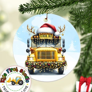 School Bus Christmas Ornament Personalized Reindeer School Bus Ornament Christmas Tree Kids Ornament School Bus Toddler Babies Bus Driver