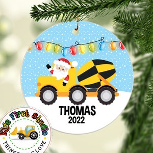 Cement Mixer Truck Christmas Ornament, Personalized Boy Ornament, Christmas Tree Kids Ornament, Construction Truck Toddler Keepsake Gift