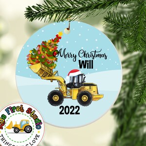 Digger Loader Christmas Ornament, Personalized Boy Ornament, Christmas Tree Kids Ornament, Loader Construction Truck Toddler Keepsake Gift