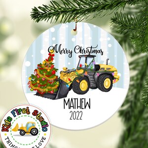 Digger Loader Christmas Ornament, Personalized Boy Ornament, Christmas Tree Kids Ornament Bulldozer Construction Truck For Toddler Gift Kids