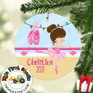 Ballerina Christmas Ornament, Personalized Ornament, Ballet Dancer Christmas Tree Kids Ornament, Cute Ballerina Dancing Dance Shoes Toddlers