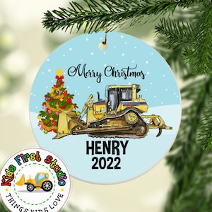 Digger Skid-steer Christmas Ornament, Personalized Boy Ornament, Christmas Tree Kids Ornament, Loader Construction Truck Toddler Keepsake