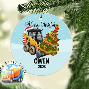 Digger Skid-steer Christmas Ornament, Personalized Boy Ornament, Christmas Tree Kids Ornament, Loader Construction Truck Toddler Keepsake