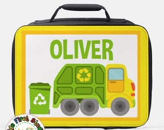 Personalized Garbage Truck Lunch Box Gift for Kids, Lunch Bag Lunchbox For Kids, Garbage Truck Day Insulated Preschool School PreK Lunch Box