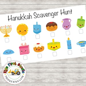 Hanukkah Scavenger Hunt - Kids Hanukkah Game Printable - Printable Chanukkah Scavenger Hunt - Activity For Toddlers Printable Jewish Holiday