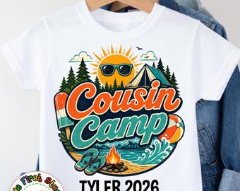 Retro Summer Camp Family Matching Camp, Custom Cousin Crew Shirts for Kids, Cousin Trip Camp Kids Cousins Family, Boho Groovy Cousin Crew