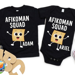 Passover Afikoman Squad Personalized T-Shirt | Kids Passover Outfit | Funny Pesach Toddler Baby Tee | Afikomen Search Squad Hunter Apparel