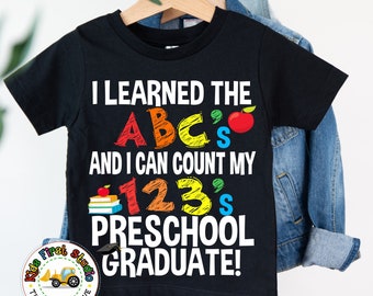 ABC's and 123 Preschool Graduate Graduation Party Short Sleeve Kids T-Shirt Pre-K Grad Shirt, Preschool Graduation, Pre-K Graduation Shirt