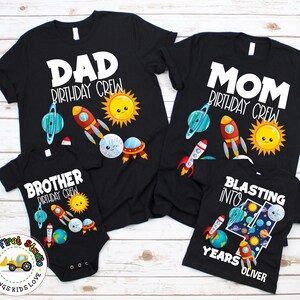 Family Matching Outer Space Birthday Shirts Personalized Blasting Into Space Birthday Party Family Birthday Photo Custom Outfit Kids Toddler