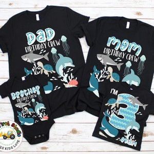 Family Matching Ocean Sea Birthday Shirts Personalized Sea Animals Birthday Party Family Birthday Custom Outfit Kids Toddlers & Adults Tee