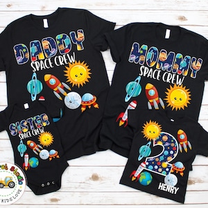 Family Matching Outer Space Birthday Shirts, Personalized Space Crew Party, Family Birthday Photo Custom Outfit Kids Toddlers Adults Tee