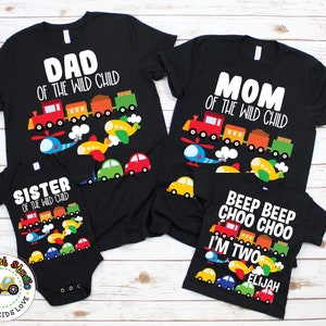Beep Beep Choo Choo Family Matching Shirt, Trucks Cars Train Plane Birthday Party Personalized Shirt Trucks Bday Party Supply Family Shirts