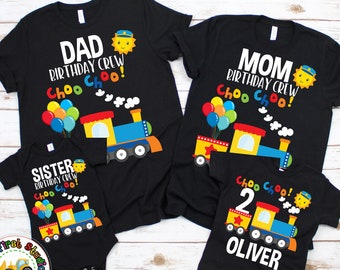 Family Matching Choo Choo Train Birthday Shirts, Personalized Train Birthday Party, Family Birthday Photo Custom Outfit Kids Toddlers Adults