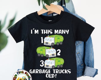 3rd Birthday Garbage Truck Shirt, Counting 123 Tee, 3 Year Old Toddler Birthday Boy Garbage Truck T-Shirt, Garbage Truck Theme Birthday