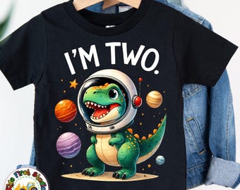 T-Rex Outer Space Birthday Shirt, Personalized Dinosaurs Birthday T-Shirt, Space Adventure Toddler Shirt, Dinosaur Dino Astronaut Space Tee
