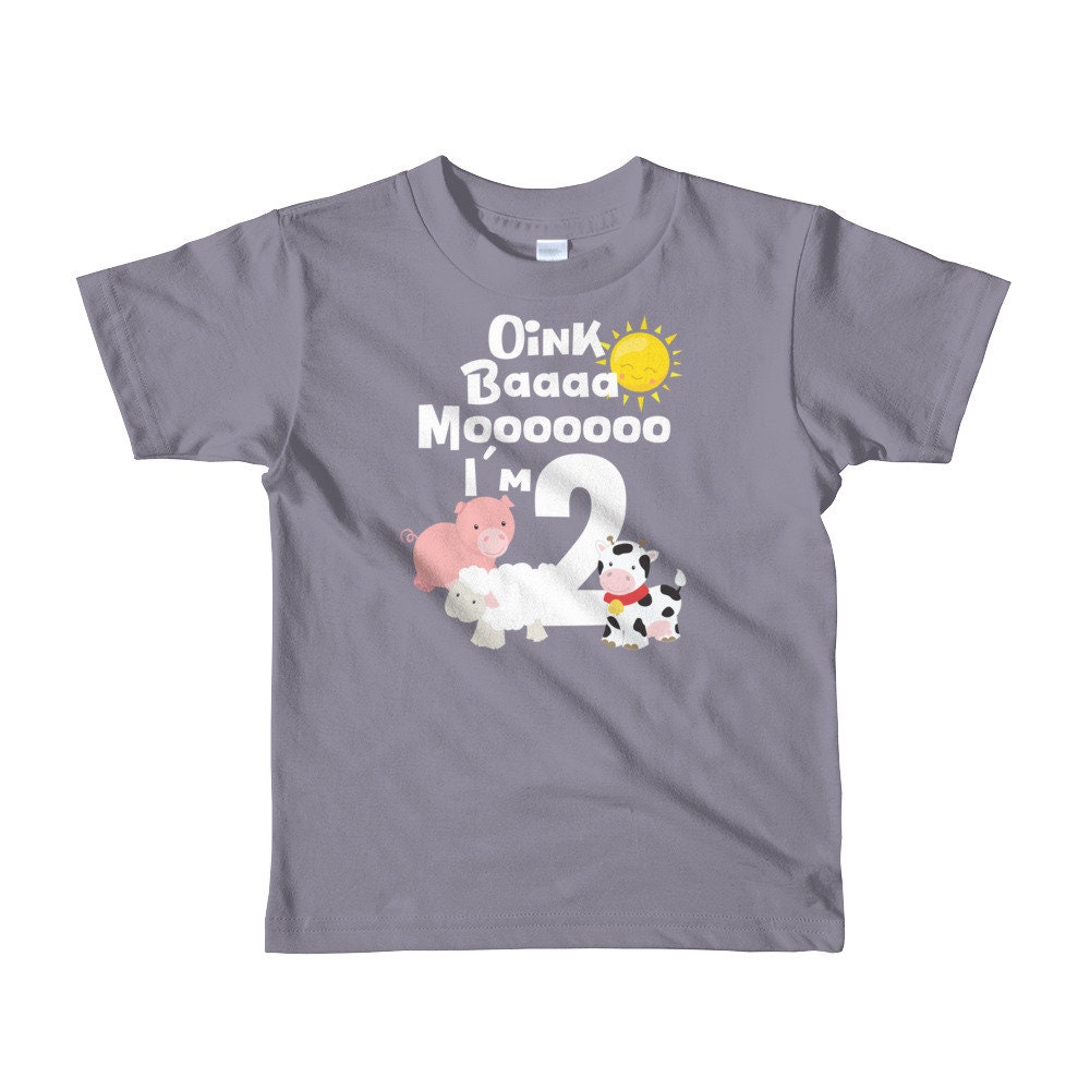 Oink Baa Moo I'm Two T-Shirt For Toddlers Boys Girls Cute | Etsy