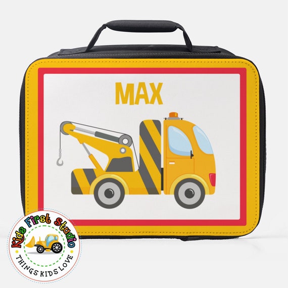 Personalized Tow Truck Lunch Box Gift for Kids, Lunch Bag Lunchbox for Kids,  Fire Tow Truck Insulated Preschool School Prek Lunch Box 