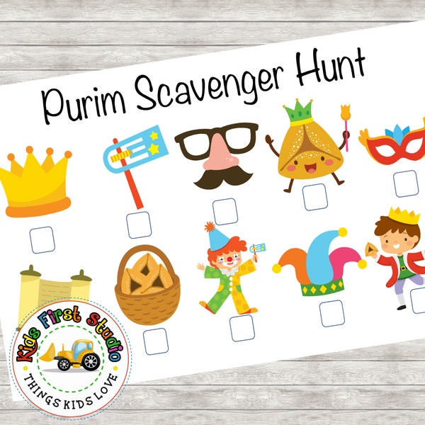 Purim Scavenger Hunt - Kids Purim Game Printable Printable Purim Scavenger Hunt Activity For Toddlers Printable Jewish Holiday Costume Game