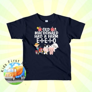 Nursery Rhyme Old MacDonald Had a Farm E-I-E-I-O T-Shirt Toddler Boys Girls Short Sleeve Kids T-Shirt Nursery Rhyme Song Farm Party Shirt