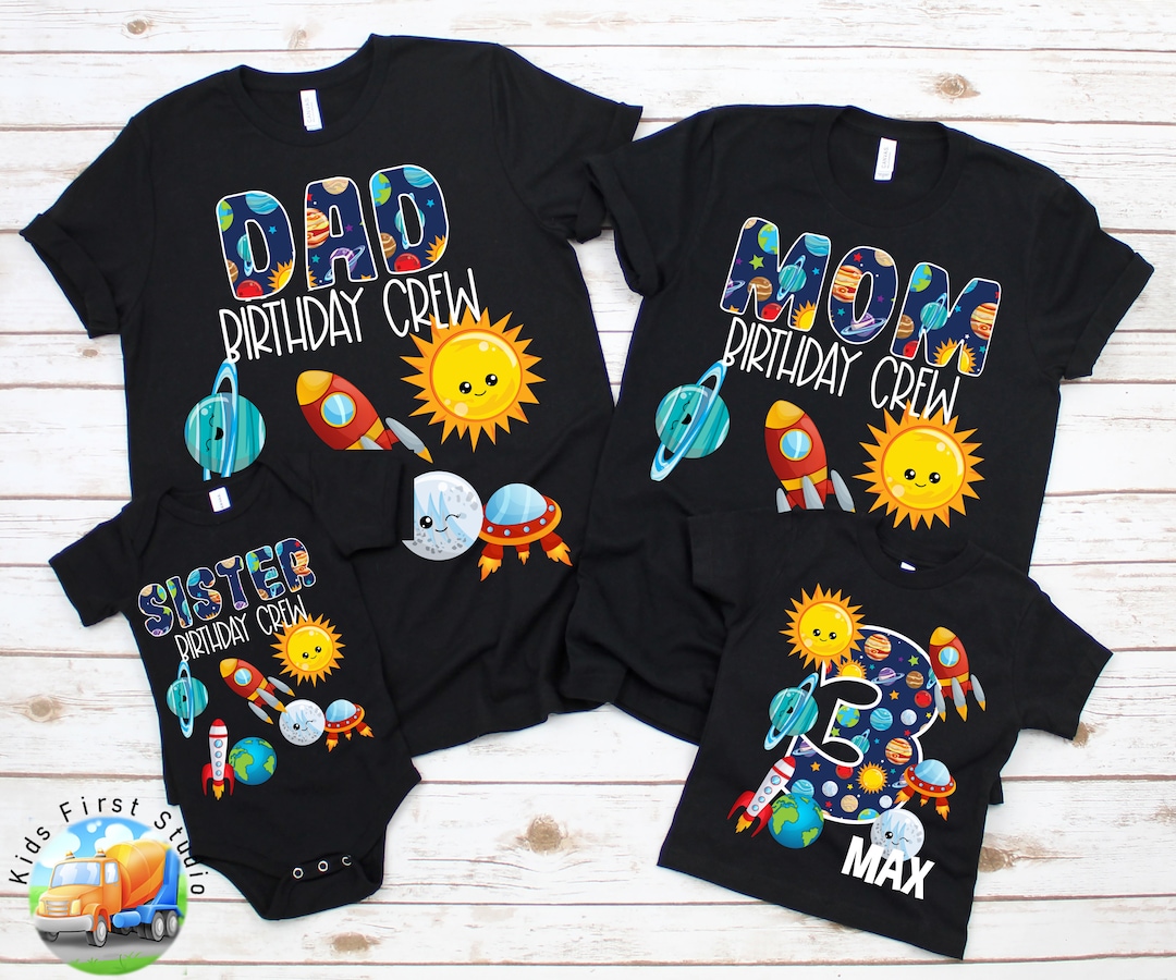 Camisas de cumpleaños del espacio exterior a juego con la familia, fiesta  de cumpleaños espacial personalizada, foto de cumpleaños familiar traje