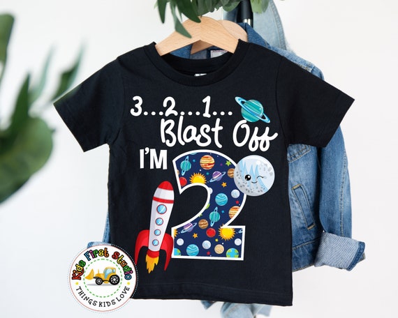 Outer Space 2 Year Old 2nd Birthday Party T-Shirt Boys Girls Outer Space 2 Year Old 2nd Birthday Party T-Shirt Boys Girls