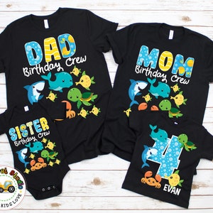 Sea Aquarium Family Matching Shirt, Birthday Party Sea Fish Ocean Animals Aquarium Personalized Shirt Bday Party Supply Family Shirts