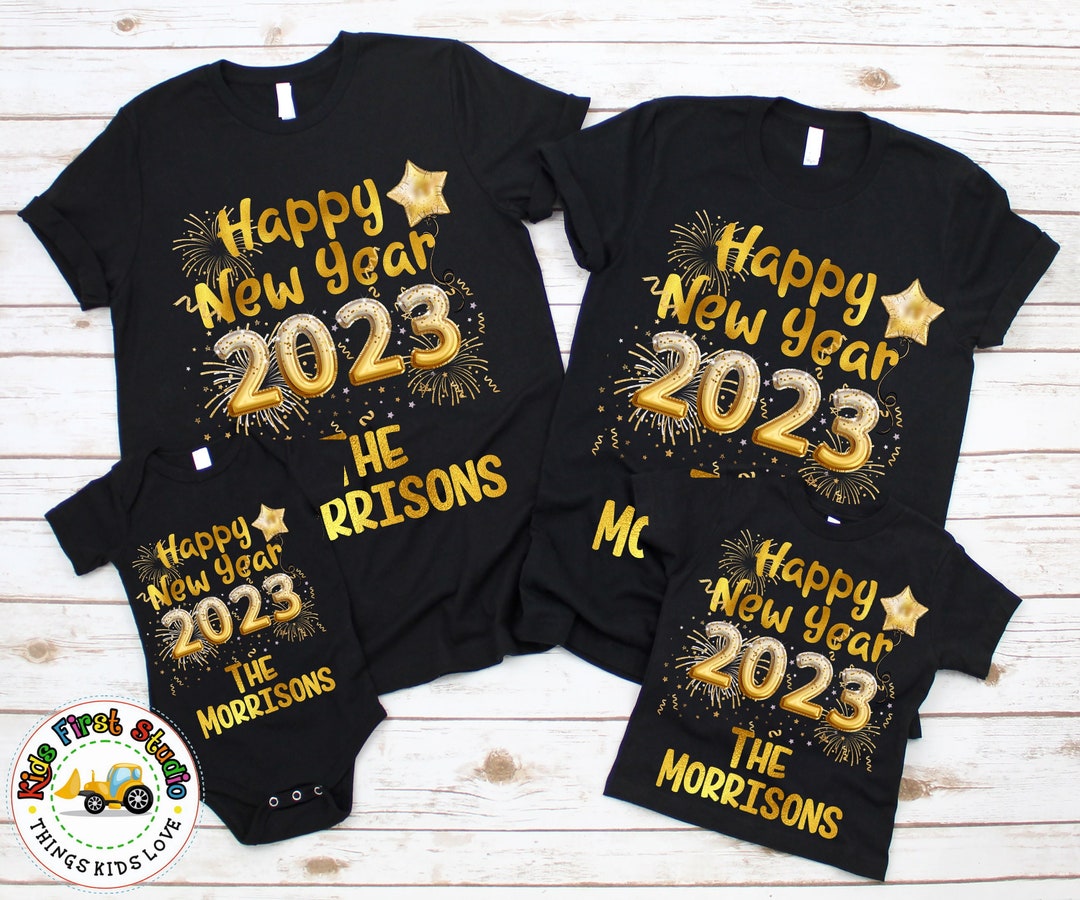 Feliz ano nuevo 2023 camisetas familiares a juego ano nuevo personalizado 2023 fiesta de fin de ano foto familiar Camiseta para bebes ninos y