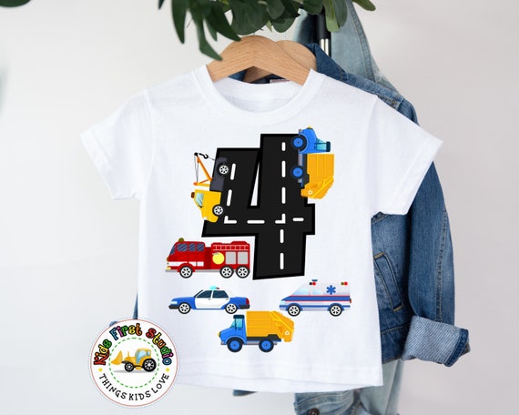 Kids Fire Truck Ambulance Garbage Truck Police Car T-Shirt Kids Fire Truck Ambulance Garbage Truck Police Car T-Shirt