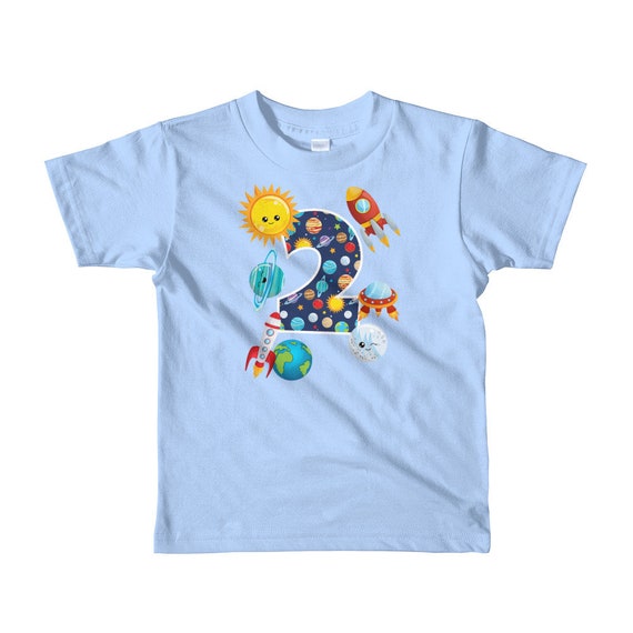 Outer Space 2 Year Old 2nd Birthday Party T-Shirt Boys Girls Outer Space 2 Year Old 2nd Birthday Party T-Shirt Boys Girls
