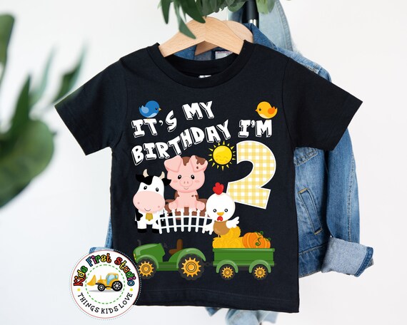 Kids 2nd Birthday Green Farm Tractor Shirt | Two 2 Year Old Kids 2nd Birthday Green Farm Tractor Shirt | Two 2 Year Old