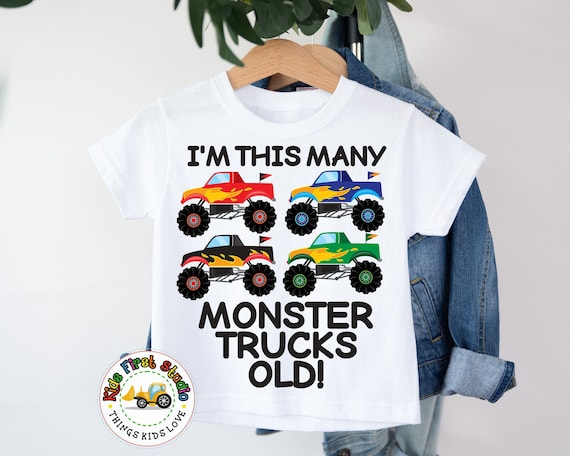 Kids I'm This Many Monster Trucks Old 4th Birthday Shirt Boy Gift Kids I'm This Many Monster Trucks Old 4th Birthday Shirt Boy Gift