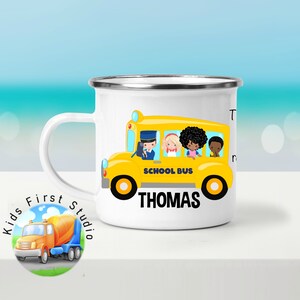 Personalized The Wheels On The Bus Mug Gift for Kids | Kids Mugs Personalized Gift Nursery Rhyme Song Enamel Mug For Boys Girls Toddlers
