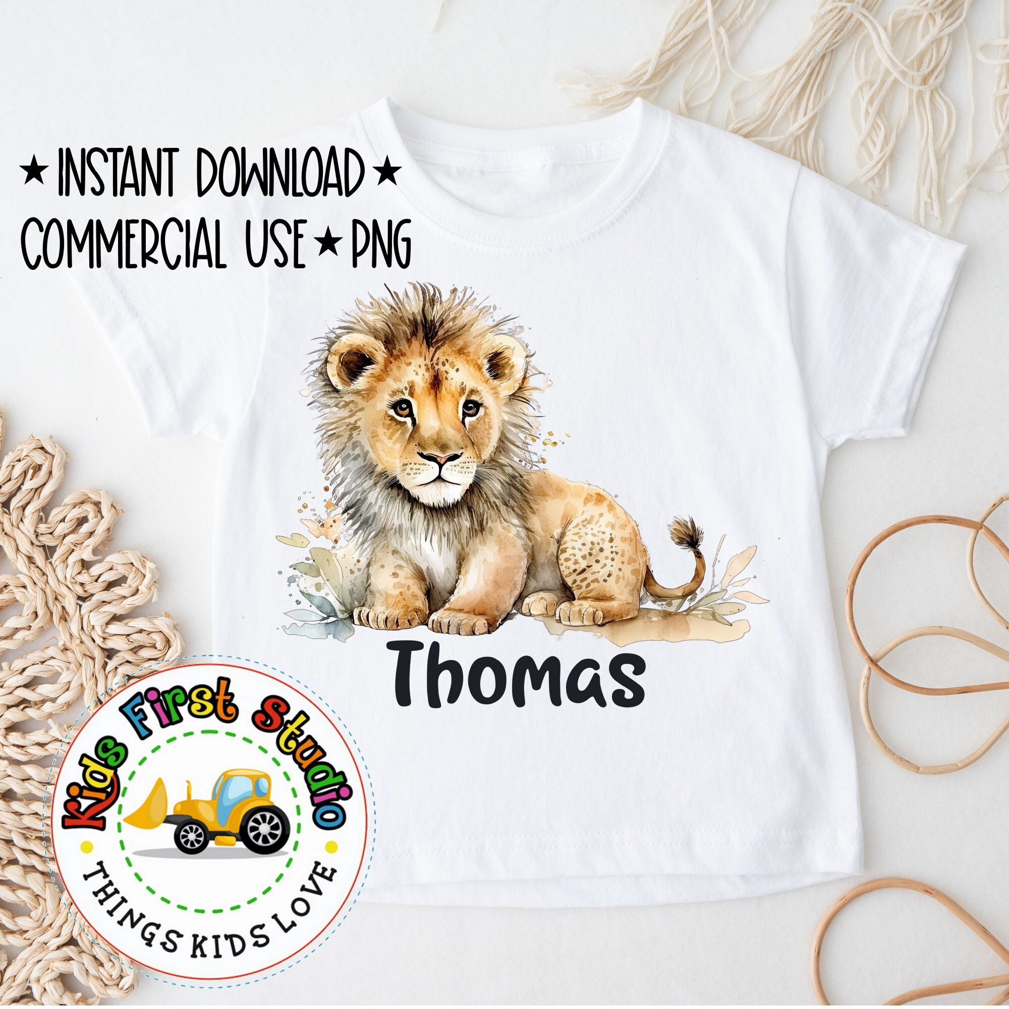Cute Lion PNG Safari Animals Watercolor Sublimation Digital Download ...