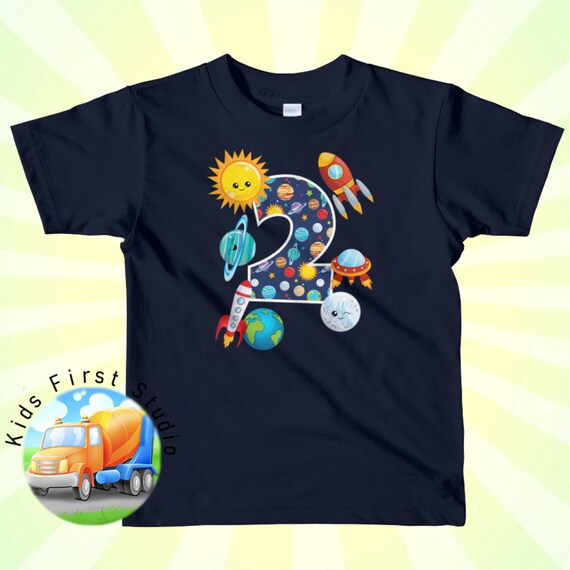 Outer Space 2 Year Old 2nd Birthday Party T-Shirt Boys Girls Outer Space 2 Year Old 2nd Birthday Party T-Shirt Boys Girls
