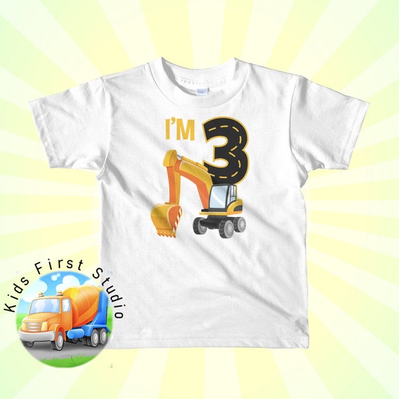 Kids Construction Truck 3rd Birthday Boy Excavator 3 Year Old T-Shirt Kids Construction Truck 3rd Birthday Boy Excavator 3 Year Old T-Shirt
