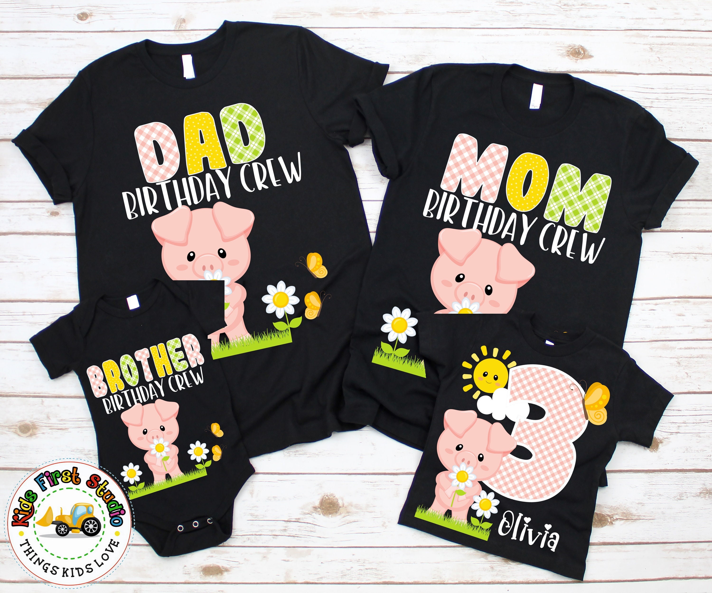 Lindas camisas familiares de cumplea os de cerdo fiesta de