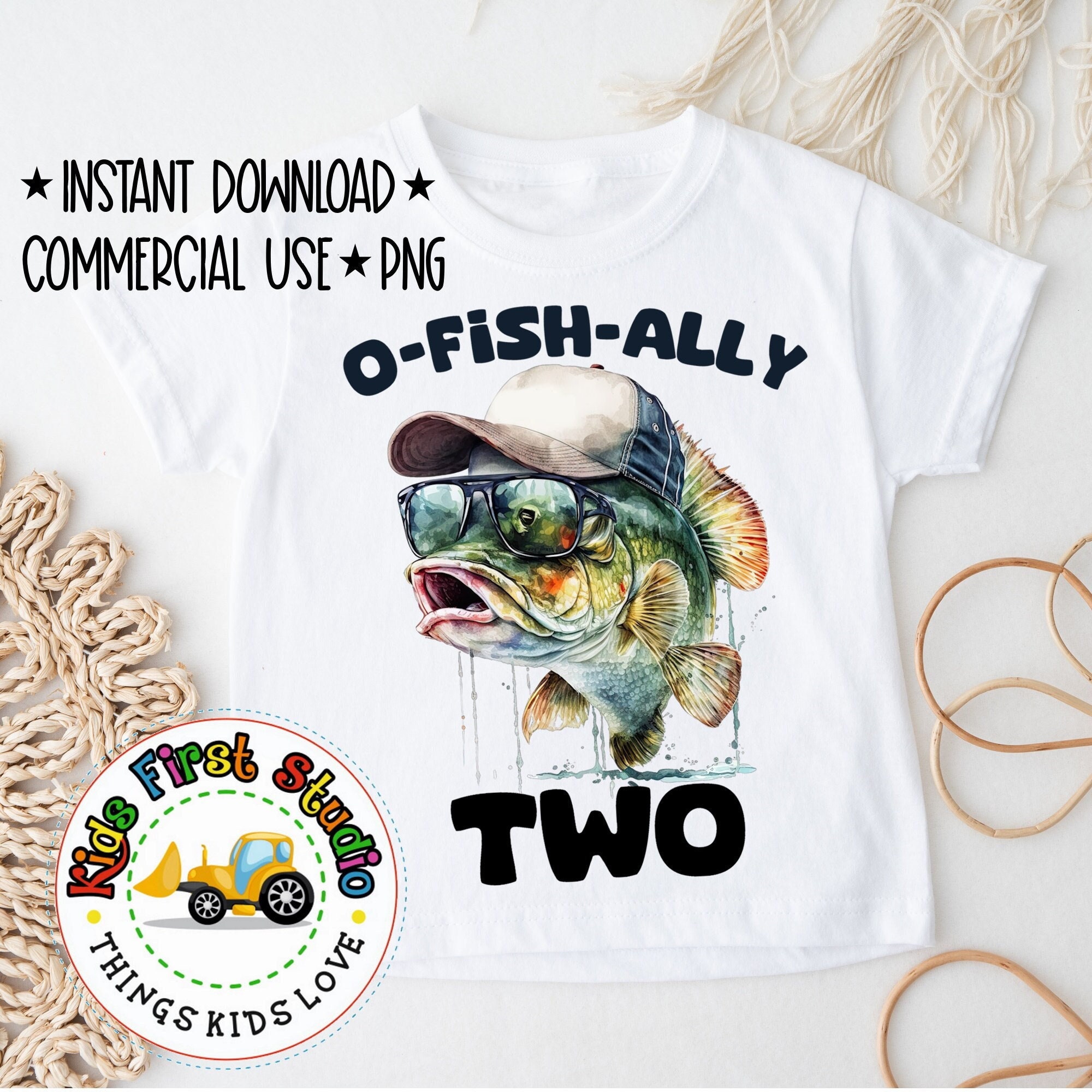 Boys Fishing 2nd Birthday Party Embroidered Shirt Any Age