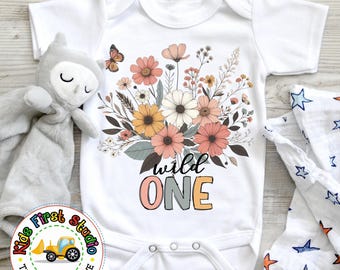 Boho Wildflowers Wild One Shirt Personalized Wildflowers Wild Little Girl, Wild One Bday Girl Birthday Party Custom Floral Birthday Wild One