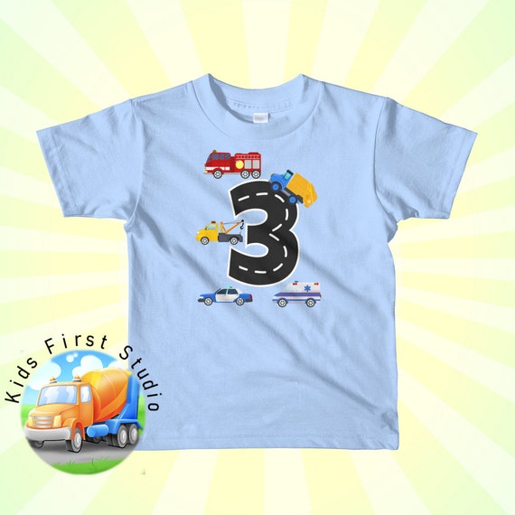 Kids Fire Truck Ambulance Garbage Truck Police Car T-Shirt Kids Fire Truck Ambulance Garbage Truck Police Car T-Shirt