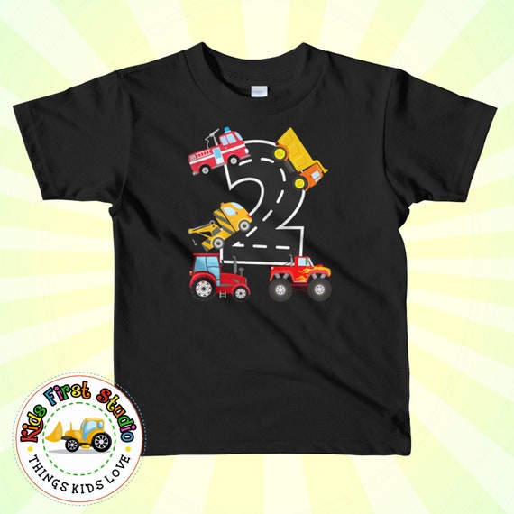 Kids 2nd Birthday Dump Truck T-Shirt. Boys 2 Year Birthday Tee Kids 2nd Birthday Dump Truck T-Shirt. Boys 2 Year Birthday Tee