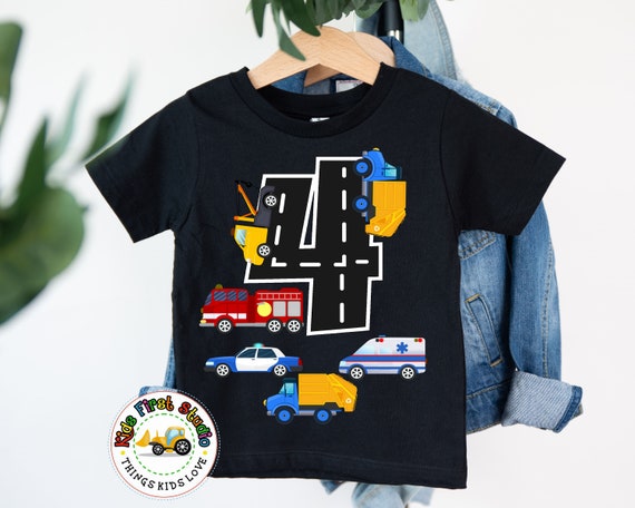 Kids Fire Truck Ambulance Garbage Truck Police Car T-Shirt Kids Fire Truck Ambulance Garbage Truck Police Car T-Shirt
