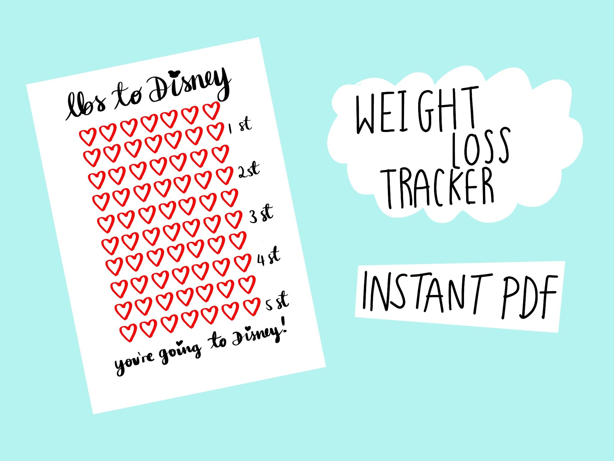 Disney Weight Loss Tracker A4 / Lbs Until Disney / PDF Etsy UK