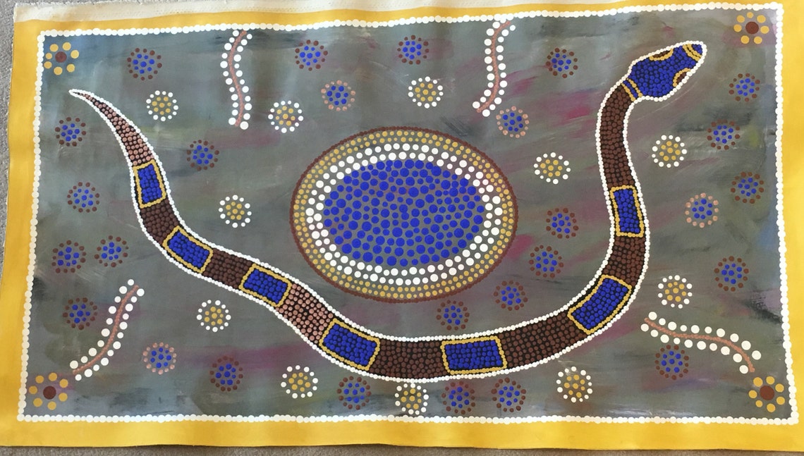 Aboriginal and Torres Strait Islander Art - Snake at the Water Hole - Etsy