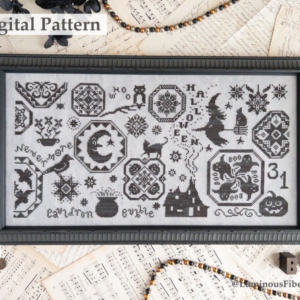 DIGITAL PDF Pattern: Enchanted Quaker Cross Stitch by Luminous Fiber Arts