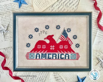 DIGITAL PDF Pattern Download: American Eagle Coverlet Cross Stitch by Luminous Fiber Arts