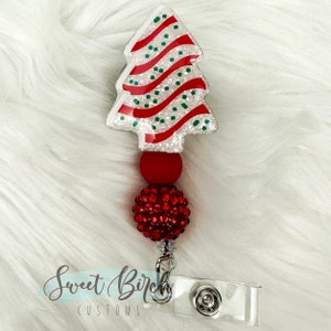 TOPPER ONLY** Christmas Tree Glitter Badge Reel | Interchangeable Badge Reel | Nurse Christmas Beaded Badge Reel | Lanyard