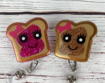 Ready To Ship | Best Friends Peanut Butter and Jelly Badge Reel | Teacher Badge Reel | Nurse Badge Reel | Interchangeable Badge Reel