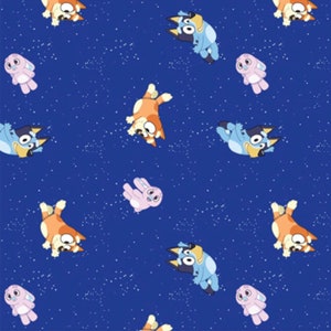 Bluey Goodnight 100% Cotton Fabric - Craft Supply - Continuous Cuts